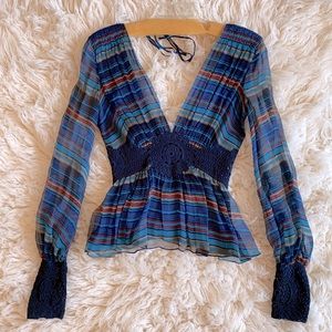 EUC MAXAZRIA collection silk crochet top